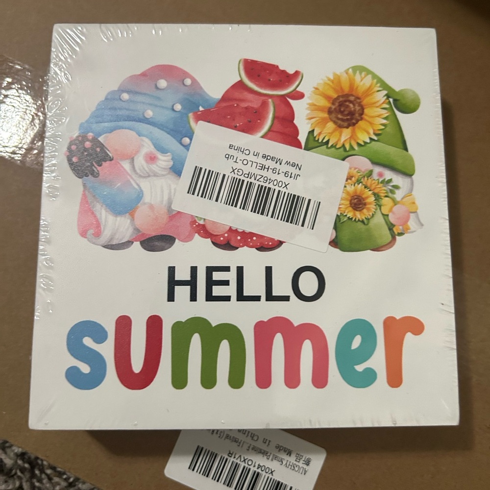 Colorful 'Hello Summer' wooden decor plaque